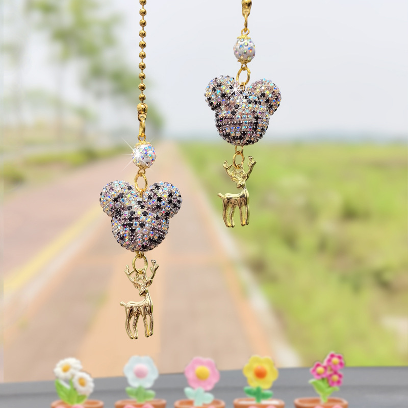 컬러 보라색-더블 만화 머리 펜던트 사슴 사슴