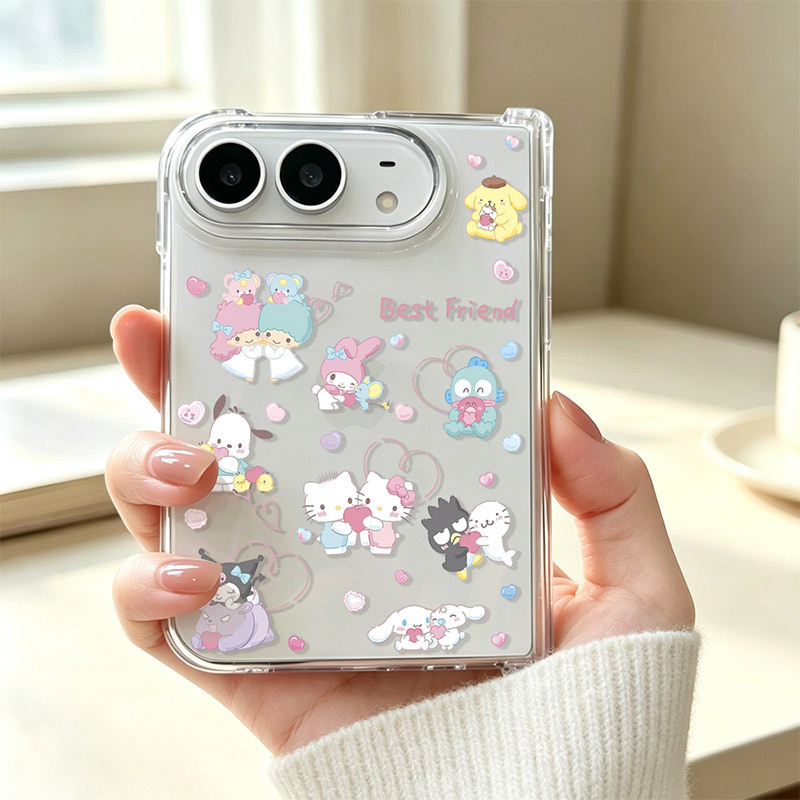 Suitable for Apple iPhone duo foldable phone cases; Japanese cute KT cartoon design; Samsung Z Fold 8 protective case