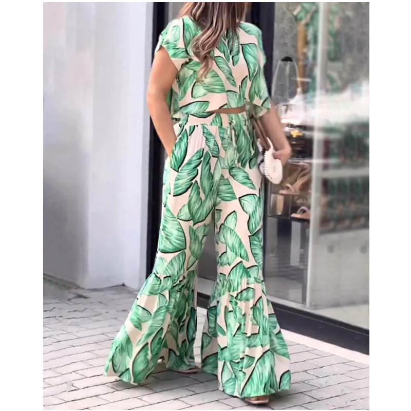 Holiday Daily Women's Vacation Color Block Polyester Printing Pants Sets Pants Sets display picture 3