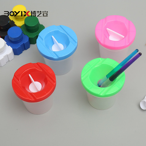 Amazon portable environmentally friendly plastic anti-pour children's art multi-functional paint coloring graffiti painting pen washer