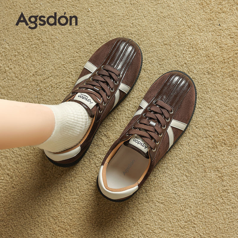 Augushiden Brown German Training Shoes Women's 2025 New Autumn and Winter Slim Thick-Soled Ballet Style Forrest Gump Casual Sports Shoes