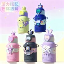 卡通公仔儿童保温杯316不锈钢双饮吸管杯学生上学专用便携式水杯