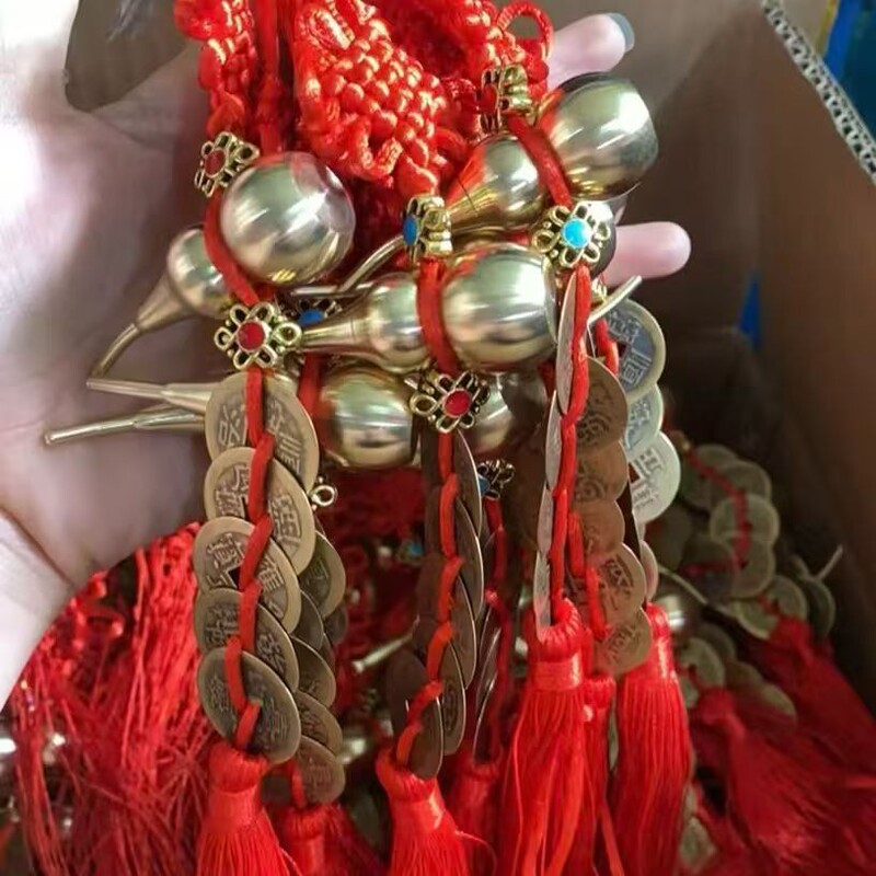 Pure Copper Gourd Chinese Knot Five Emperors Money Copper Gourd Door-To-Door Feng Shui Living Room Entrance Pendant Hanging String Wholesale Large Size Pure Copper Gourd Chinese Knot Five Emperors Money Copper Gourd Door-To-Door Feng Shui Living Room Entrance Pendant Hanging String Wholesale Large Size
