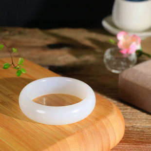 Jin Yu Tang Xinjiang Hetian jade suet grade white jade bracelet Wangfu Hetian Zhen jade bracelet girl bracelet white jade bracelet
