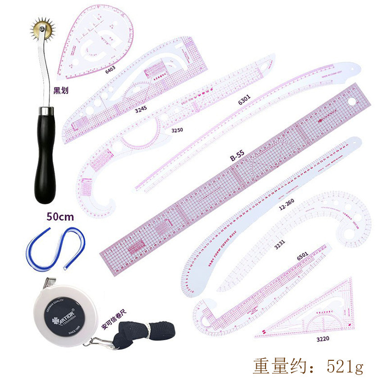 Diseño de ropa Regla de fabricación de patrones Regla de patrones Regla de patchwork Regla de corte Regla de corte Regla de arco Regla suave Regla de coser