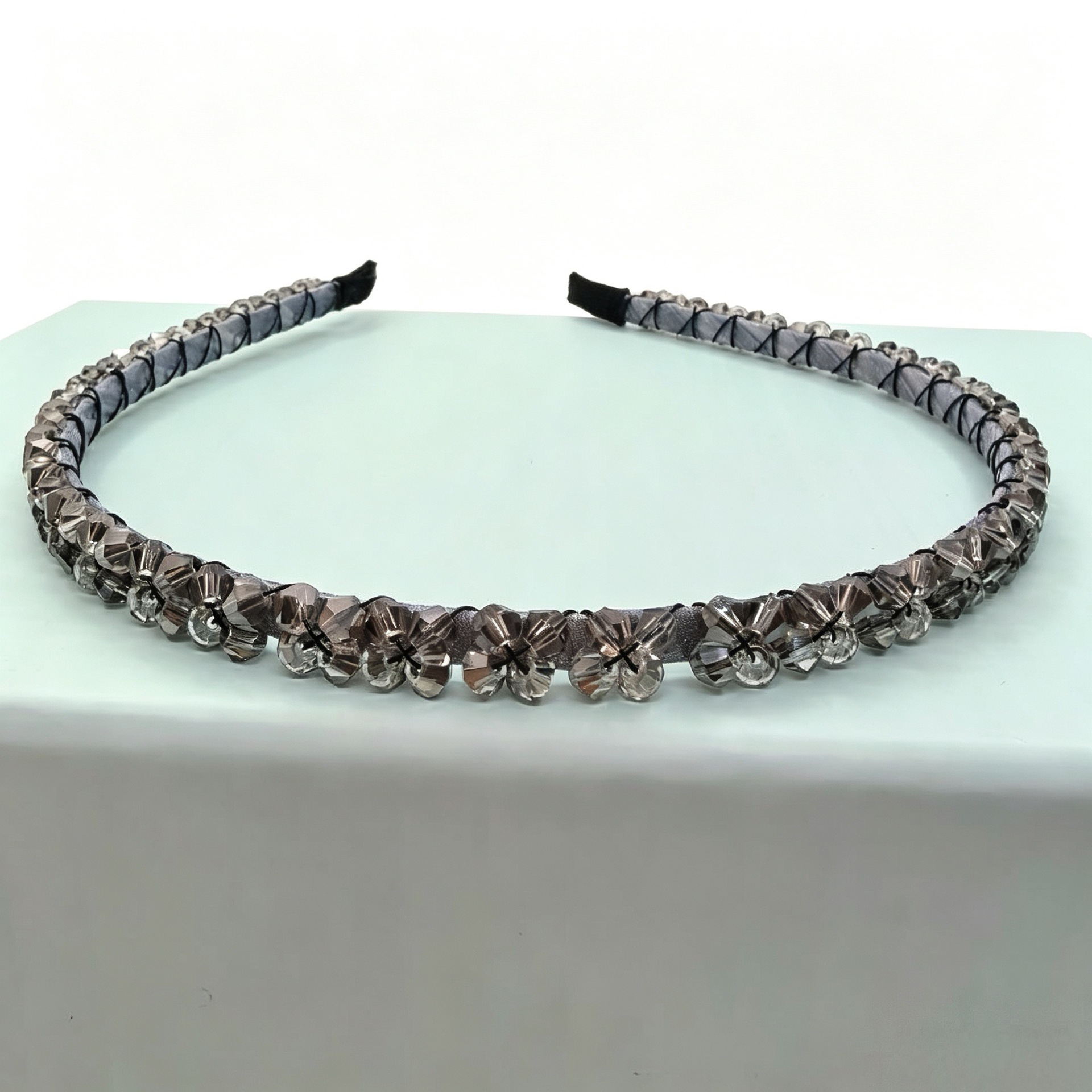Diadema Fina con Cristal de Metal Decorativo para Mujeres