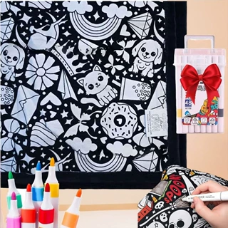 DIY 新品Coloring Blanket with Markers带记号笔的 DIY 着色毛毯