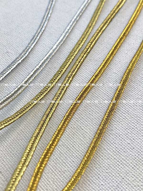 0.3/0.5cm黑白金银红色蛇腹带凹带细绳人字带旗袍制服装镶边