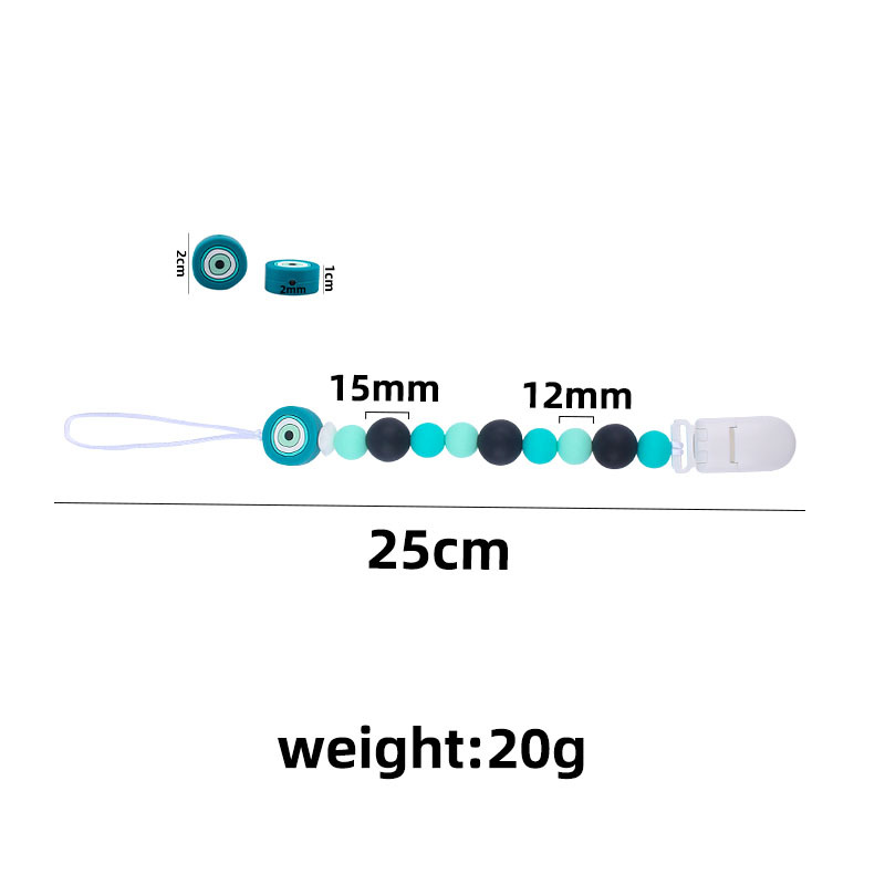 Nueva Cadena de chupete de silicona ojos creativos de dibujos animados juguete de silicona perlas molares Cadena de chupete cadena anti-gota