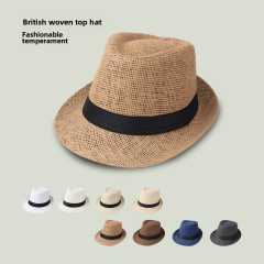 夏季帽子男 草編遮陽透氣禮帽防曬太陽帽爵士帽男帽休閒禮帽涼帽