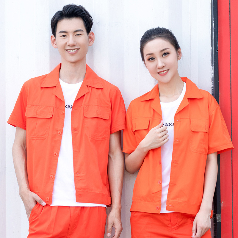 Trajes de trabajo de manga corta de verano para hombres trajes de verano delgados transpirables taller de fábrica de trabajo azul personalizado