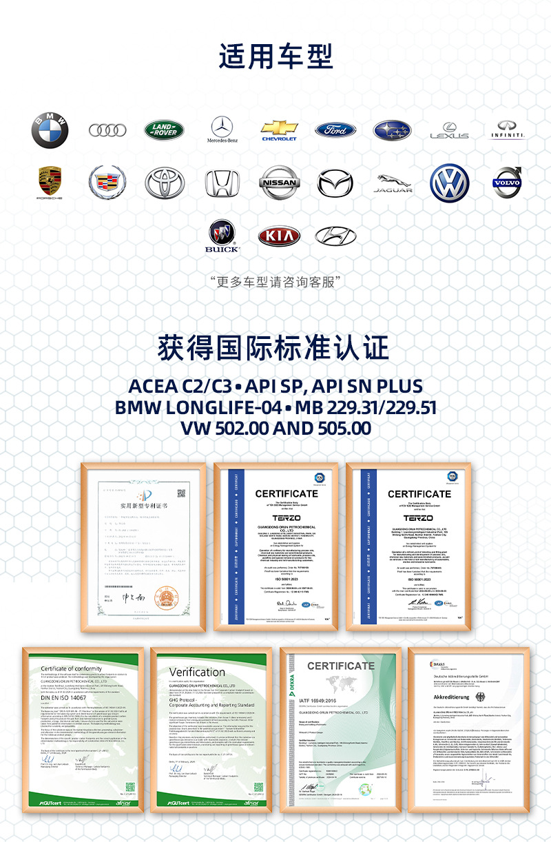 Taize Duochun 5W-30 Fully Synthetic Engine Oil Engine Lubricant High-Efficiency Energy-Saving Gasoline Engine Oil Sp Grade C3 1L