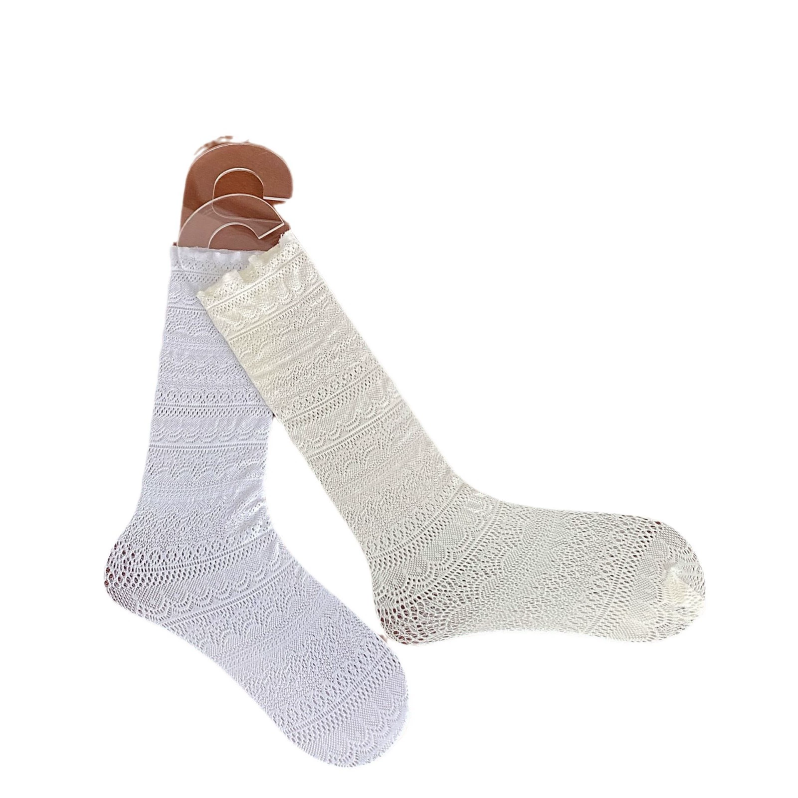 Summer ultra thin breathable lace knee socks, mid-length