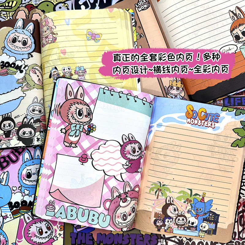ブティックの新しい落書きラブ布カラーページハードシェルノートブックかわいい漫画ハンドブック学生メモ帳..|undefined