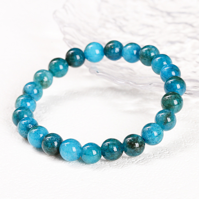 jingzhou jewelry 3a natural apatite bracelet europe and america cross border men‘s and women‘s fashion single circle round beads bracelet wholesale