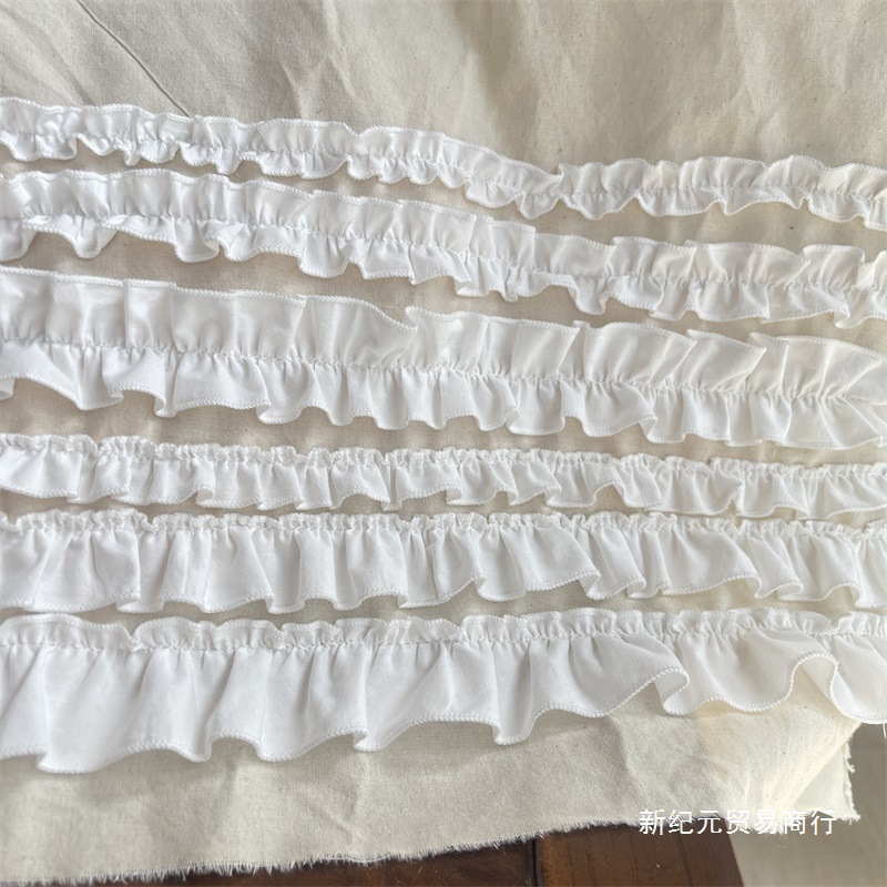 小尺寸白色纯棉布森系领口褶皱边洛丽塔娃娃衣服裙摆袖口花边辅料|undefined