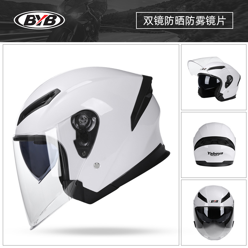 Comercio exterior exclusivo 705 casco de la motocicleta del coche eléctrico adulto hombres y mujeres medio casco de doble lente casco