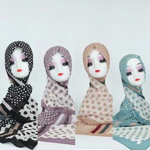 2024 Amazon Dot Print Chiffon Turban Printed Chiffon Scarf Arab Middle Eastern Turban