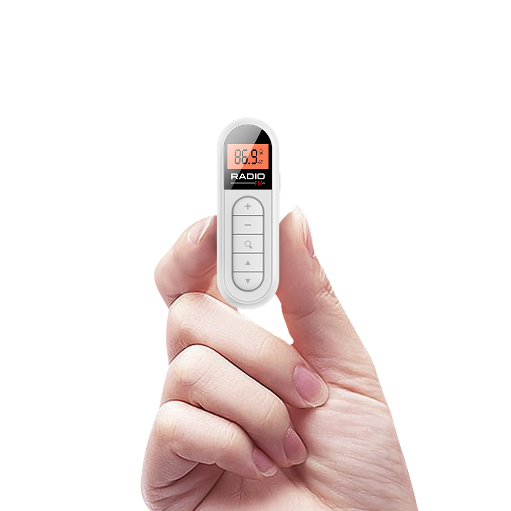 Transfronterizo recargable Mini Radio Pequeño bolsillo pequeño portátil ancianos FM con clip trasero Conferencia
