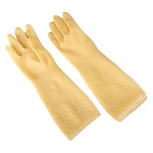 Household gloves thickened lengthened latex durable waterproof non-slip kitchen dishwashing car washing labor protection rubber gloves wholesale