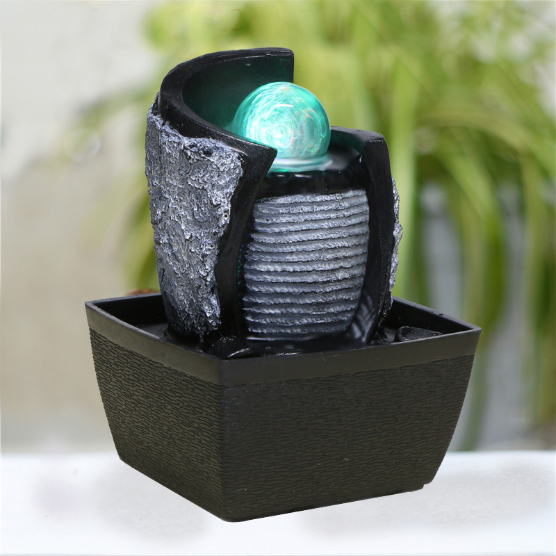 Adornos de agua corriente Agua circulante Fuente de lujo ligera moderna Escritorio de oficina Bola de feng shui pequeña decoración de sala de estar