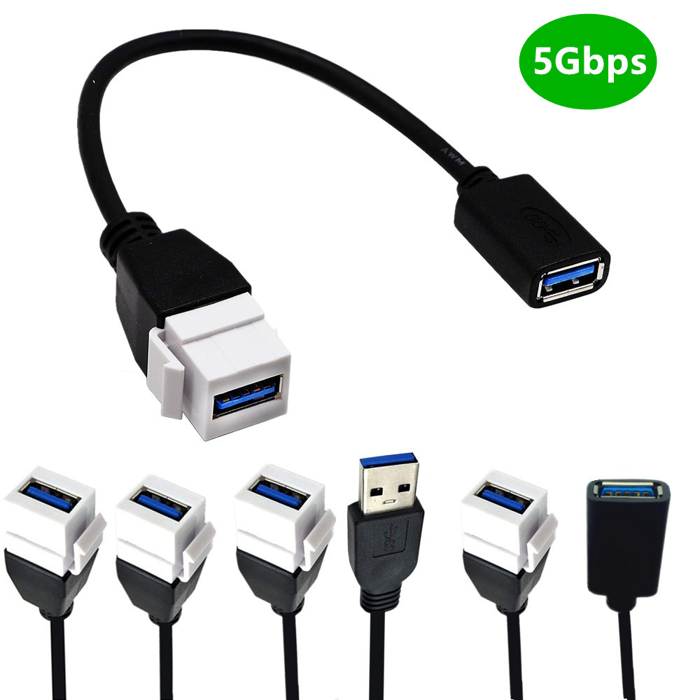 USB3.0母头带卡扣面板母口线USB墙插USB直插面板线USB3.0带线插座