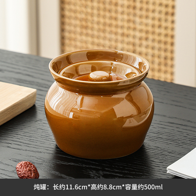 Olla de olla de barro con tapa 500 ml de sopa de estofado a prueba de agua olla de estofado de cerámica doméstica shaxian snack olla de sopa a fuego lento resistente a altas temperaturas