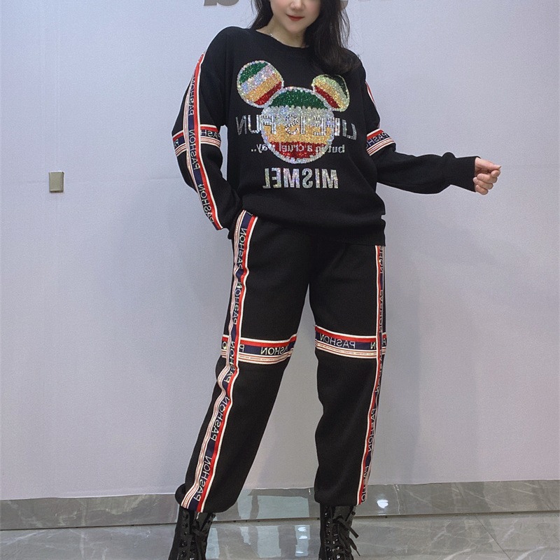 Comercio exterior transfronterizo ropa de mujer al por mayor Primavera y otoño nuevo traje casual 2024 artesanía pesada perforación en caliente ropa deportiva de moda para mujeres image 7