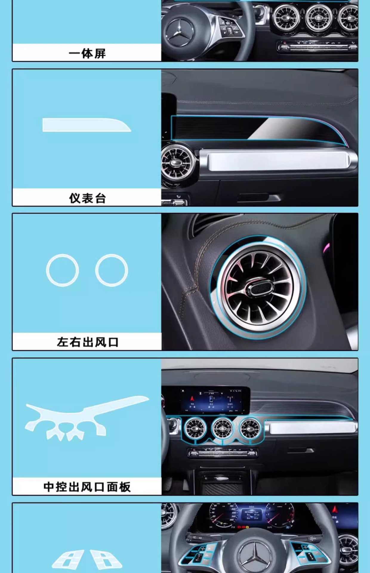24-25 Models Mercedes-Benz Glb200/220 Center Console Protective Film Gla Interior Protection Navigation Screen Tempered Film Modification Parts