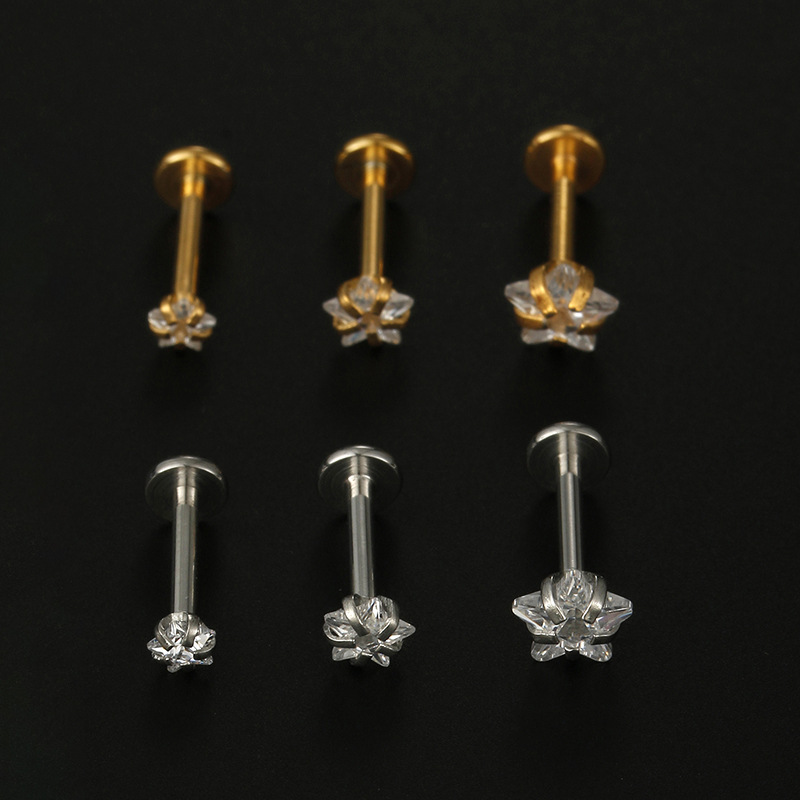 Fashion Star Stainless Steel Plating Zircon Lip Stud display picture 1