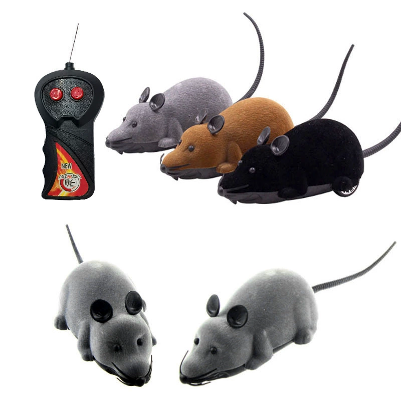 Remote‑control toy rat, two‑way flocked mouse, 23–28 cm, forward/back motion, >8 m range