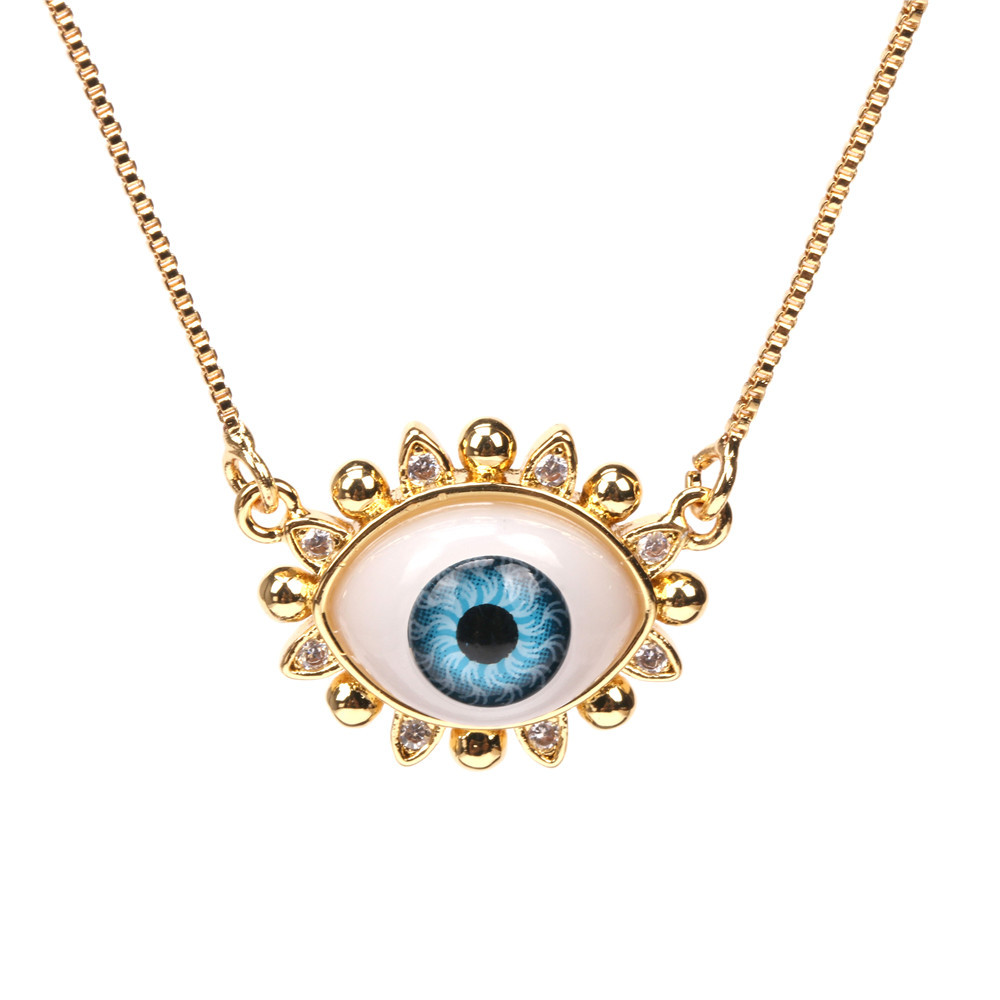 devilu0027s eye resin pendant double layered copper necklace wholesale nihaojewelry