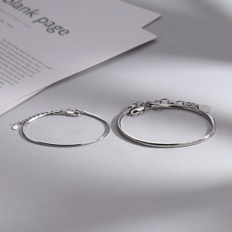 Cross-border New Creative Simple Stainless Steel Chain Couple Bracelet suit Two-piece Fashionable All-match Trendy Jewelry