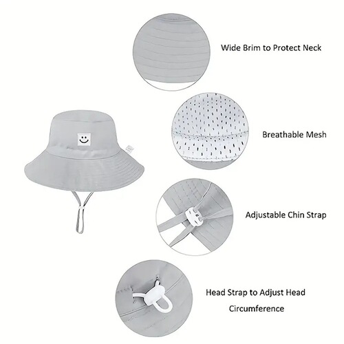 Summer and Autumn Children's Smiling Fishing Hat for Boys and Girls, Sun Protection Hat for Outdoor Beach, Breathable and Sun-Shielding Bucket Hat