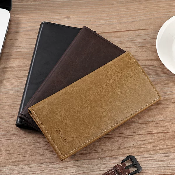 Long-Style Leather-Like Ultra-Thin Large-Capacity Anti-Theft Wallet, New Simple Retro Money Clip, Versatile Card Holder, High-Quality Leather