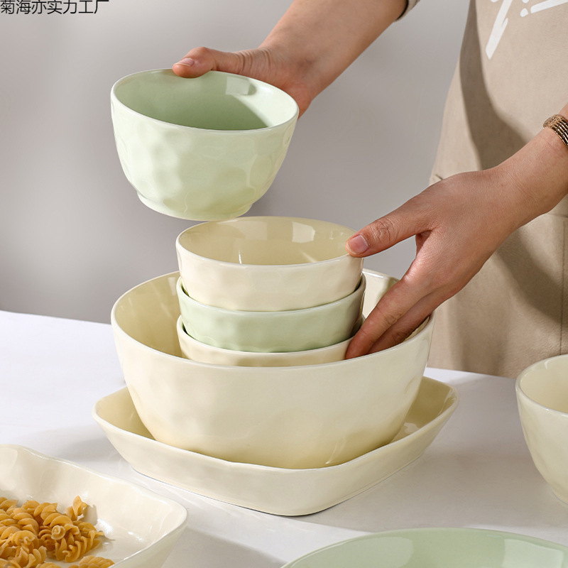 釉下彩石纹4.7英寸10个轻奢家用好看奶油风米饭碗高颜值质量好厚|undefined