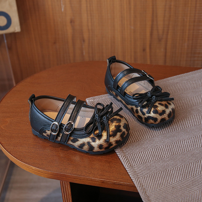 Mädchen-Mary-Janes mit Leopardenmuster – Ballerinas mit weicher Sohle für Kleinkinder bis Schulkinder, elegante Schuhe im koreanischen Stil für Schule und Partys_voghion.com