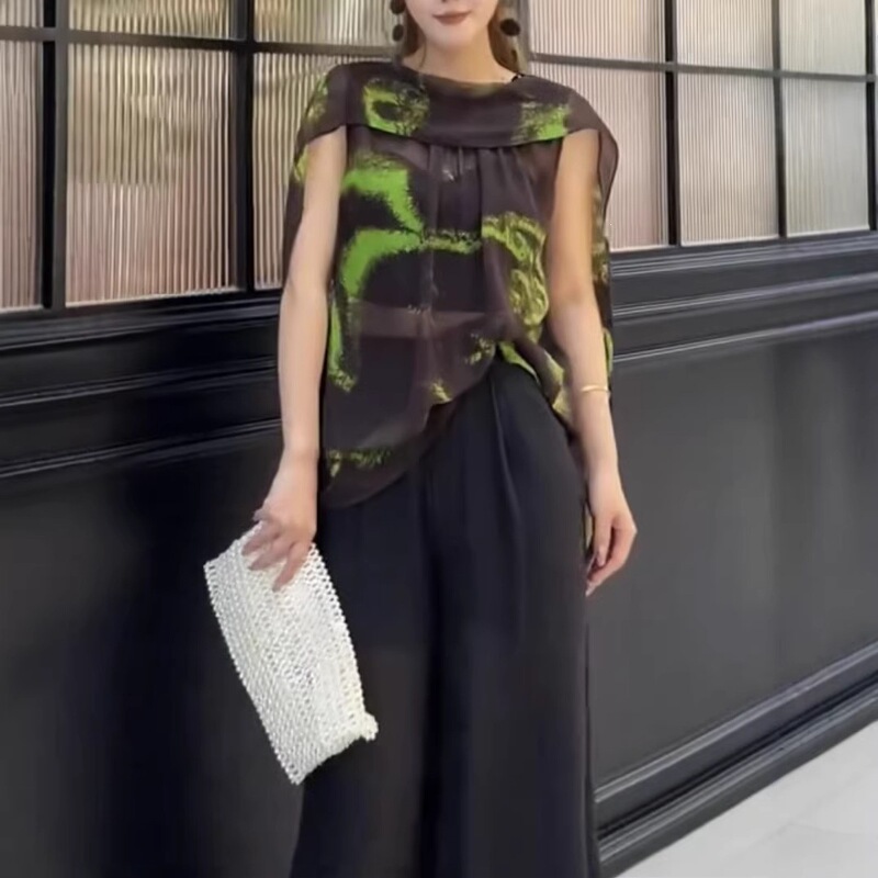 2026 Summer Versatile Stylish Commuting Elegant Large Ribbon Design Loose Cut Fashionable Sleeveless Top Shirt