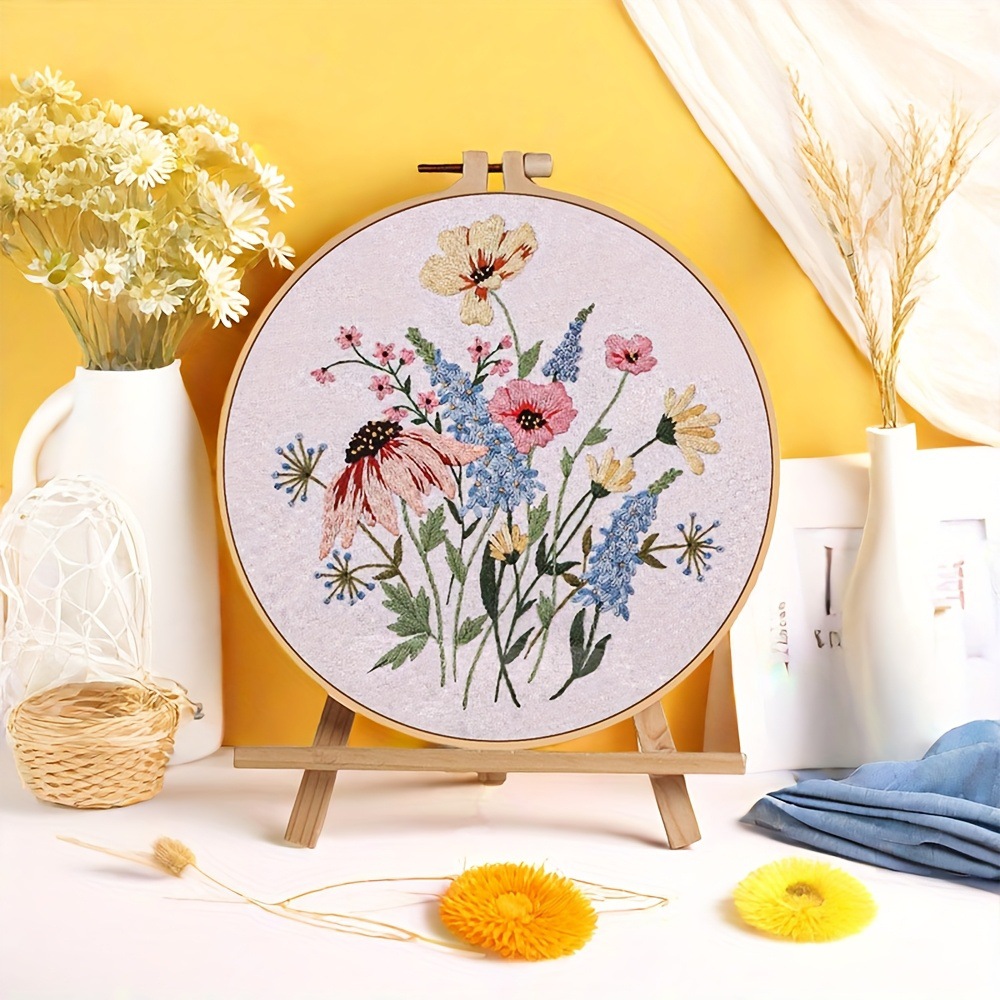 DIY regalos de bordado a mano paquete de materiales de estilo europeo flores tranquilas y plantas tonos cálidos comercio exterior transfronterizo