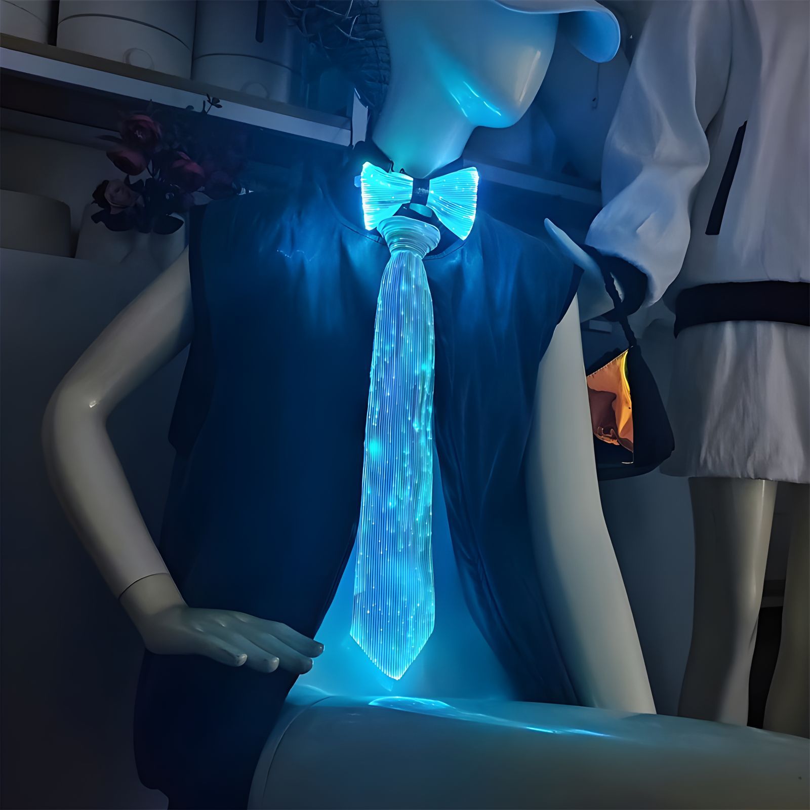 LED fibra luminosa corbata corbata boda moda novio y padrino corbata luminosa set