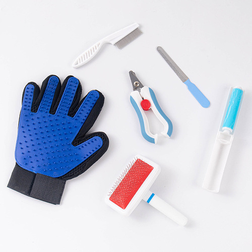 Amazon Hot Selling Pet Supplies Nail Clippers Combs Pet Grooming Five-Piece Pet Grooming Set Wholesale