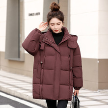 连帽羽绒棉服中年女装2025爆款时尚冬季加厚棉袄外套中长款棉衣