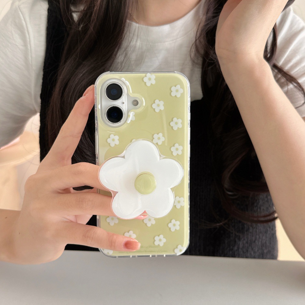 Simple verde pequeña flor blanca fresca para Apple 16ProMax funda para teléfono 15/14 soporte 15Pro para mujer 13