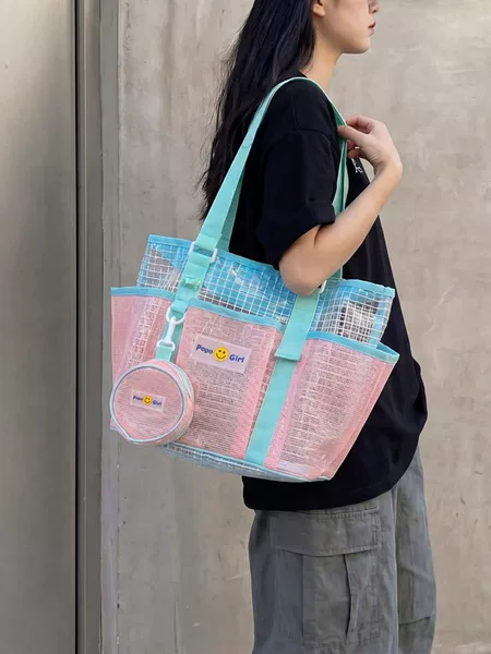 Cross-Border Creative Travel Bag, Mesh Fashion Single-Shoulder Bag, Swimming and Fitness Storage Bag, Beach Sports Single-Shoulder Storage Bag