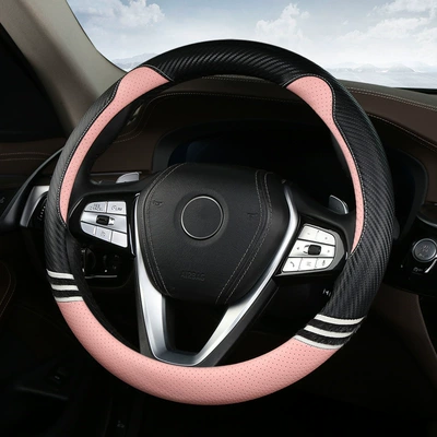 Hot-Selling Car Steering Wheel Cover Manufacturer Wholesale Cartoon Car Steering Wheel Cover Cross-Border Hot-Selling Ready Stock Supply (Steering wheel cover) - round-black-and-pink-38cm