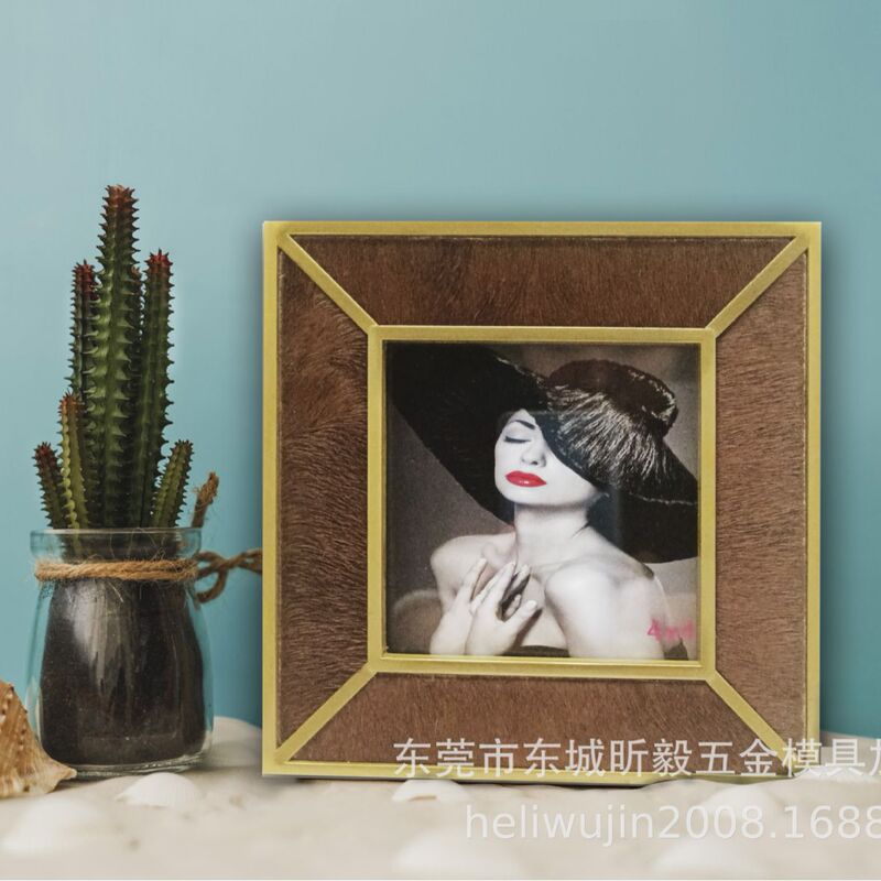 Modern simple bronze color border with natural brown horse hair 4 inch, 6 inch, 7 inch photo frame, set table Modern simple bronze color border with natural brown horse hair 4 inch, 6 inch, 7 inch photo frame, set table