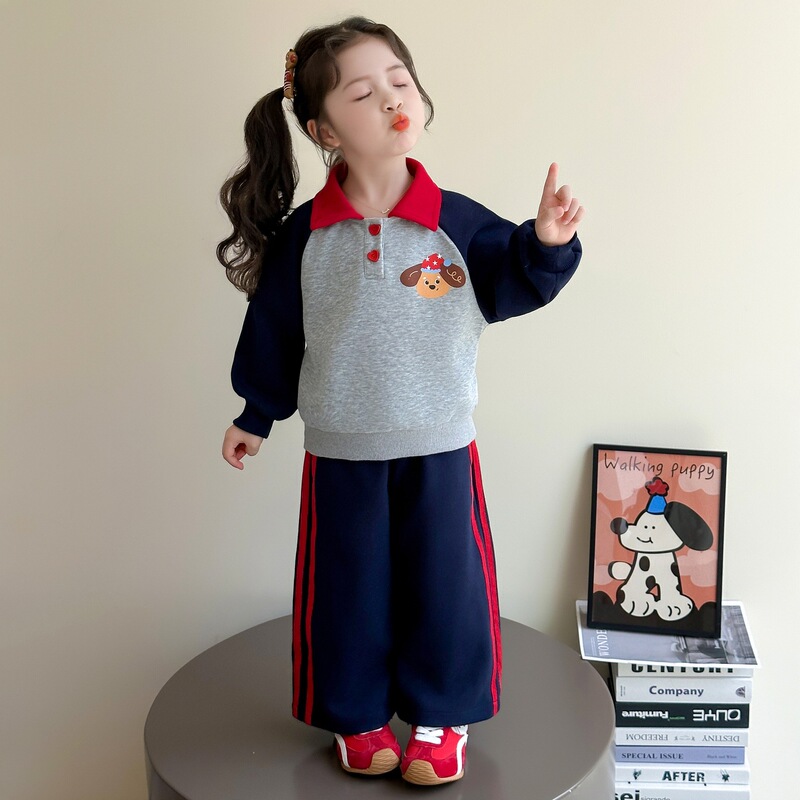 POLO领卫衣套装童装宝宝中小童洋气2025新款女童两件套春秋季儿童|undefined