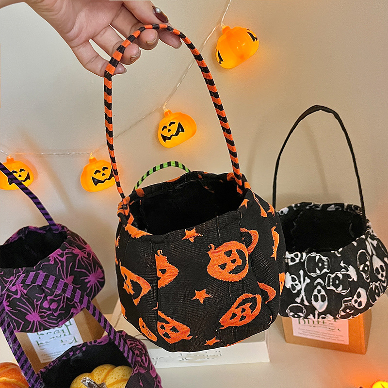Accesorios para niños de Halloween, bolsas de dulces, bolsas de fiesta, bolsas de calabaza, decoración de mano para el festival de fantasmas