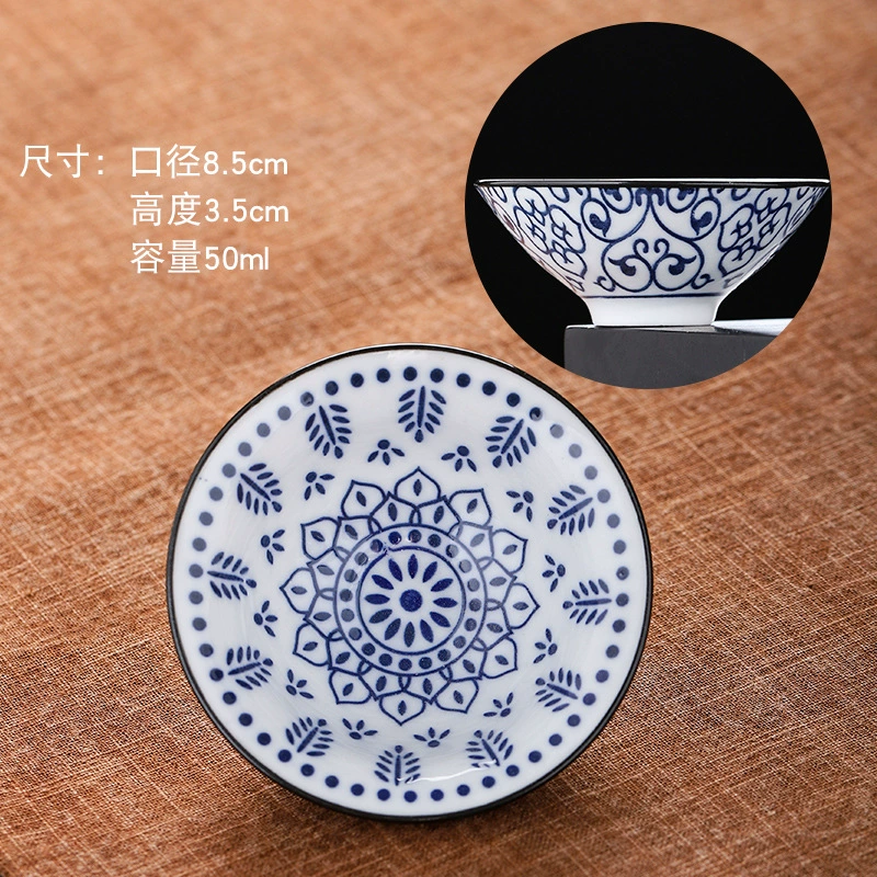 Retro blue and white ceramic tea set, tea cup, Birthday gift