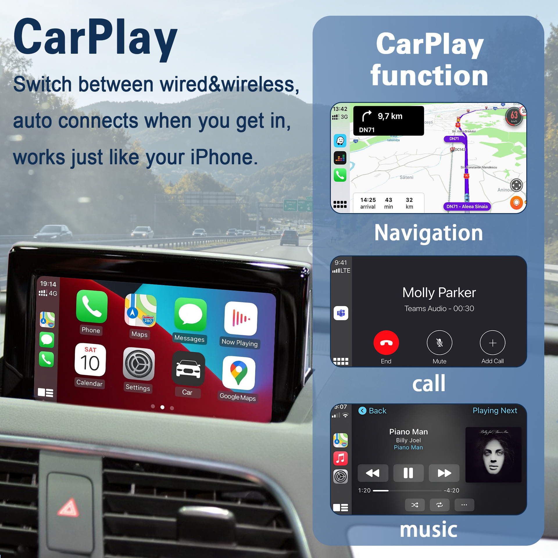 Wireless Carplay/Hicar Upgrade Suitable for Audi A1 Q3 2012-2018 Original Car Multimedia Decoder